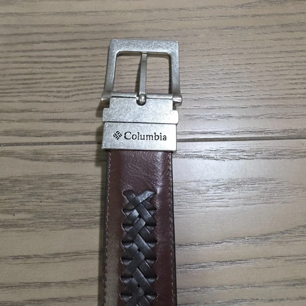 Columbia‎ Men's Size 46 Brown Braided Reversible Leather Belt Black On Reverse